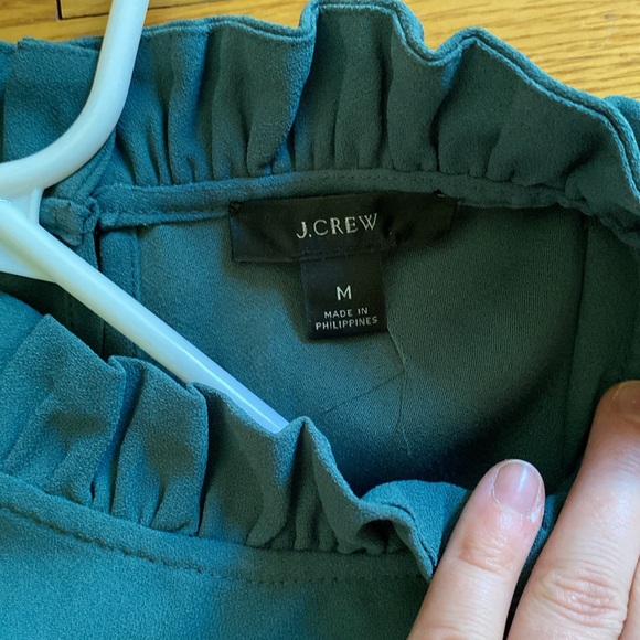 J.Crew ruffleneck top in 365 crepe - green - Picture 3 of 8